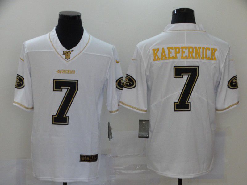 Men San Francisco 49ers #7 Kaepernick White Retro gold lettering Nike NFL Jersey